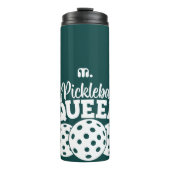 Groene Custom Monogram Pickleball Queen Thermosbeker (Voorkant)