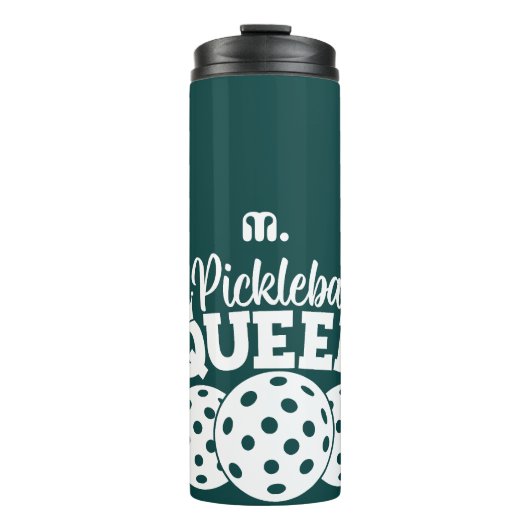 Groene Custom Monogram Pickleball Queen Thermosbeker (Voorkant)