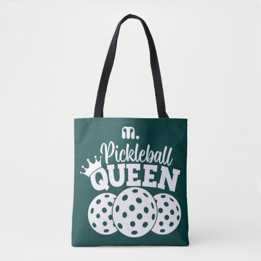 Groene Custom Monogram Pickleball Queen Tote Bag (Voorkant)