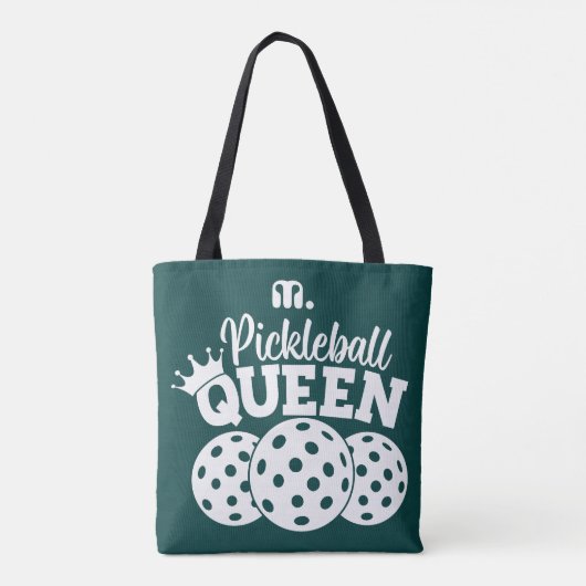 Groene Custom Monogram Pickleball Queen Tote Bag (Achterkant)