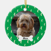 Groene Custom Pet Puppy Dog Foto Keramisch Ornament (Voorkant)