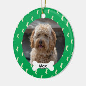 Groene Custom Pet Puppy Dog Foto Keramisch Ornament (Links)