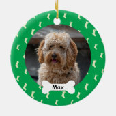 Groene Custom Pet Puppy Dog Foto Keramisch Ornament (Achterkant)