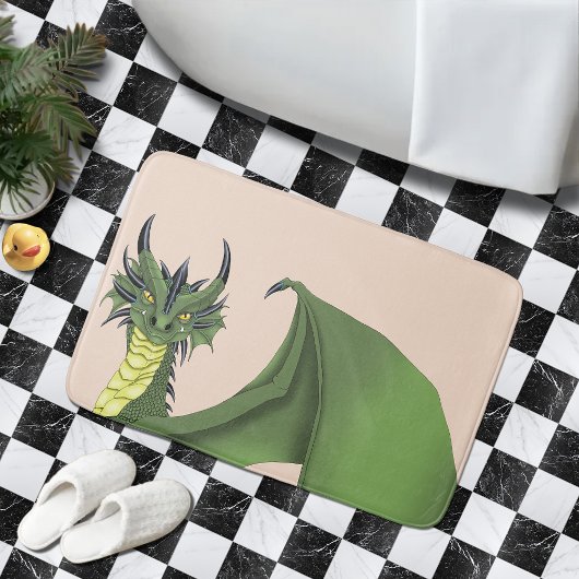 Groene Cute Draak Portret Perzik Fantasie Badmat