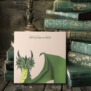 Groene Cute Draak Portret Perzik Fantasie Tegeltje