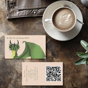 Groene Cute Draak Portret Perzik Fantasie Visitekaartje