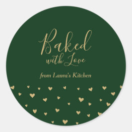 Groene Cute Hearts Baked with Love-pakketsticker Ronde Sticker