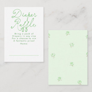 Groene Cute Luier Raffle Baby Shower Tickets Informatiekaartje