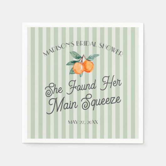 Groene Cutie Main Squeeze Citrus Bruiloftsborrel Servet (Voorkant)