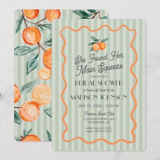 Groene Cutie Main Squeeze Citrus Vrijgezellenfeest Kaart (Voorkant / Achterkant)