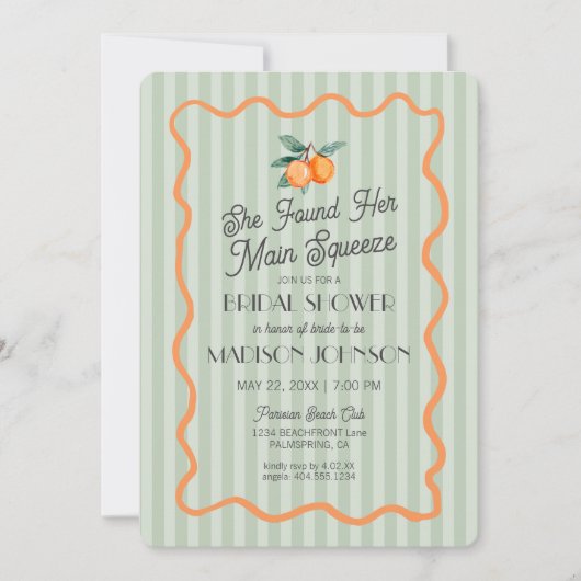 Groene Cutie Main Squeeze Citrus Vrijgezellenfeest Kaart (Voorkant)