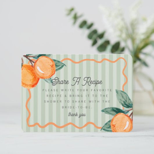 Groene Cutie Pastel Citrus Bruids Deel een recept Informatiekaartje (Staand voorkant)