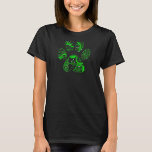 Groene Cyber Techniek Circuit Puppy Dog Cat Paw T-shirt