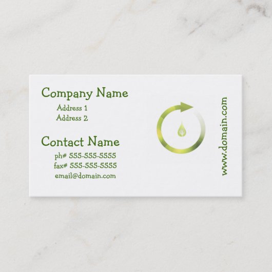 Groene cyclus visitekaartje (Voorkant)