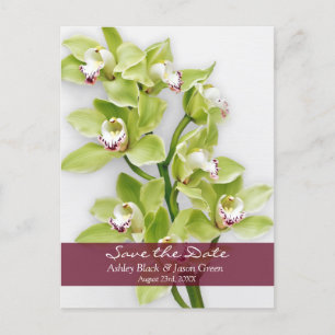 Groene Cymbidium Orchid Bruiloft Save the Date Aankondigingskaart