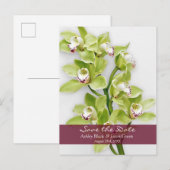Groene Cymbidium Orchid Bruiloft Save the Date Aankondigingskaart (Voorkant / Achterkant)