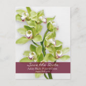 Groene Cymbidium Orchid Bruiloft Save the Date Aankondigingskaart (Voorkant)