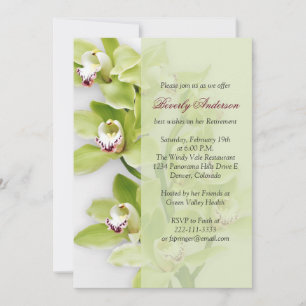 Groene Cymbidium Orchid Retirement Invitation Kaart