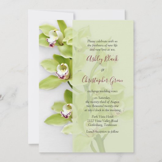 Groene Cymbidium Orchid Weddenschap 5x7 Grootte Kaart (Achterkant)