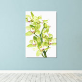Groene Cymbidium Orchidee Bloem Verpakt Canvas Pri (Insitu (Houten vloer))