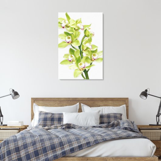 Groene Cymbidium Orchidee Bloem Verpakt Canvas Pri Afdruk (Insitu (Slaapkamer))