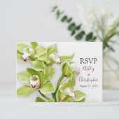 Groene Cymbidium Orchidee bruiloft antwoord RSVP-k (Staand voorkant)