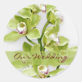Groene Cymbidium Orchidee Bruiloft Stickers