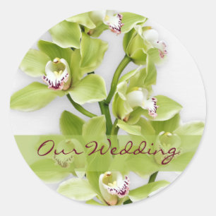 Groene Cymbidium Orchidee Bruiloft Stickers