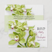 Groene Cymbidium Orchidee Huwelijk Antwoord RSVP K (Voorkant / Achterkant)
