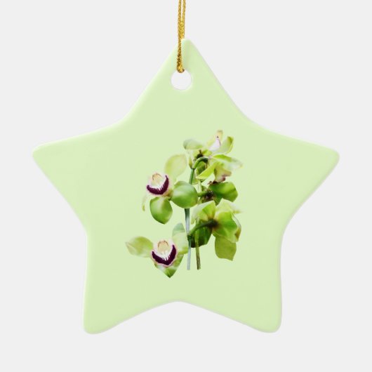 Groene Cymbidiumorchideeën Keramisch Ornament (Voorkant)
