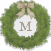 Groene Cypress met standaard monogram Sticker (Voorkant)