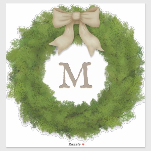 Groene Cypress met standaard monogram Sticker (Vel)