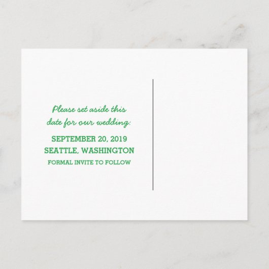 Groene D20-muis Het Briefkaart Datum opslaan (Achterkant)