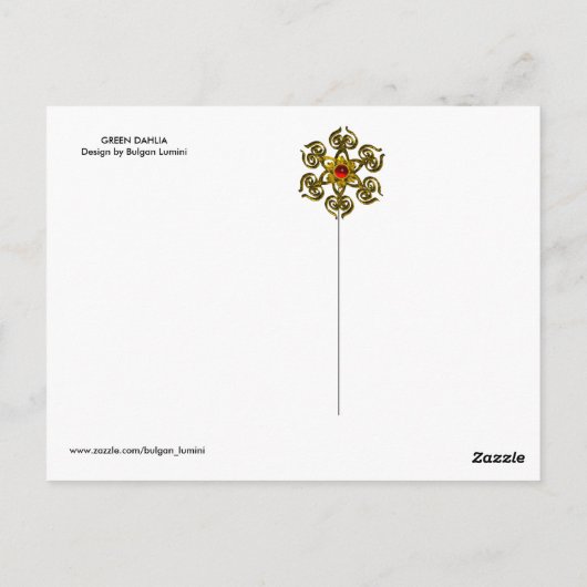 GROENE DAHLIA BLOEM BRIEFKAART (Achterkant)