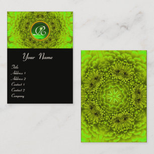 GROENE DAHLIA BLOEMBLAADJES EMERALD GEM MONOGRAM VISITEKAARTJE