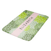 Groene dahlia bloemen, bloemmotief, Jouw naam Badmat (Gekanteld)