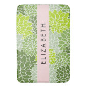 Groene dahlia bloemen, bloemmotief, Jouw naam Badmat (Voorkant Verticaal)