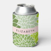 Groene dahlia bloemen, bloemmotief, Jouw naam Blikjeskoeler (Blikje Voorkant)