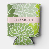 Groene dahlia bloemen, bloemmotief, Jouw naam Blikjeskoeler (Voorkant)