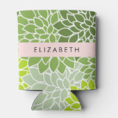 Groene dahlia bloemen, bloemmotief, Jouw naam Blikjeskoeler (Achterkant)