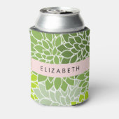 Groene dahlia bloemen, bloemmotief, Jouw naam Blikjeskoeler (Blikje Achterkant)