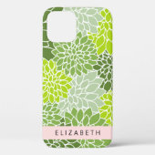 Groene dahlia bloemen, bloemmotief, Jouw naam Case-Mate iPhone Case (Achterkant)
