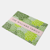 Groene dahlia bloemen, bloemmotief, Jouw naam Deurmat (Schuin)