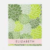 Groene dahlia bloemen, bloemmotief, Jouw naam Fleece Deken (Voorkant)