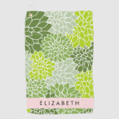 Groene dahlia bloemen, bloemmotief, Jouw naam Golfhanddoek (Voorkant)
