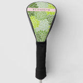 Groene dahlia bloemen, bloemmotief, Jouw naam Golfheadcover (Voorkant)