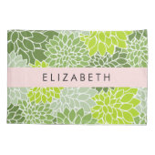 Groene dahlia bloemen, bloemmotief, Jouw naam Kussensloop (Achterkant)