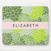 Groene dahlia bloemen, bloemmotief, Jouw naam Muismat (Voorkant)