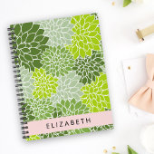 Groene dahlia bloemen, bloemmotief, Jouw naam Planner