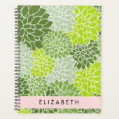 Groene dahlia bloemen, bloemmotief, Jouw naam Planner (Voorkant)